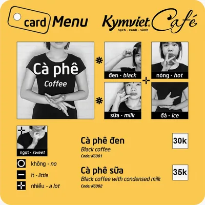 Cà phê đen 30k · Cà phê sữa 35k